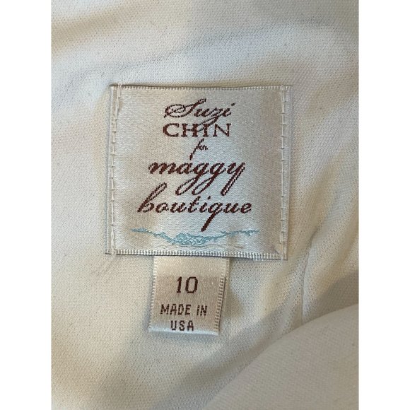 Suzi Chin Maggy Boutique Womens Evening Dress Tiered Lace V-Neck Black Nylon 10 - Picture 6 of 7